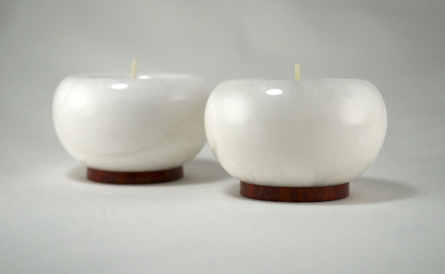 African Padauk and Alabaster Tea Light Candle Holders