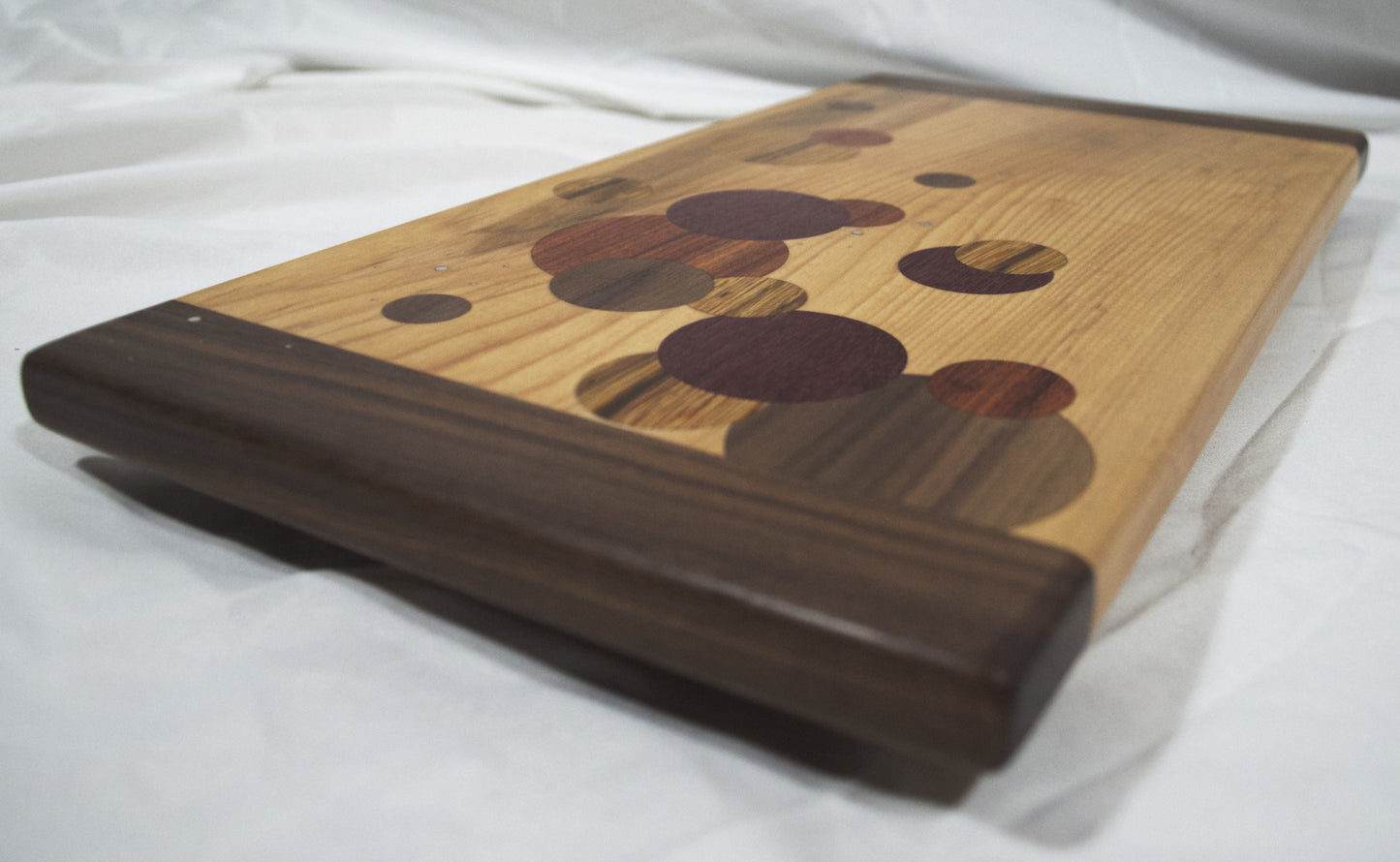 wood Challah board with silver inlay