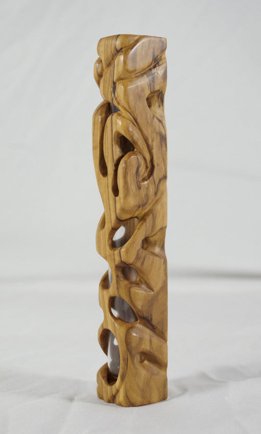 Holey Olivewood Mezuzah Case