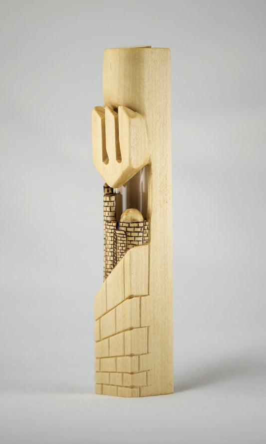 Basswood Jerusalem Mezuzah