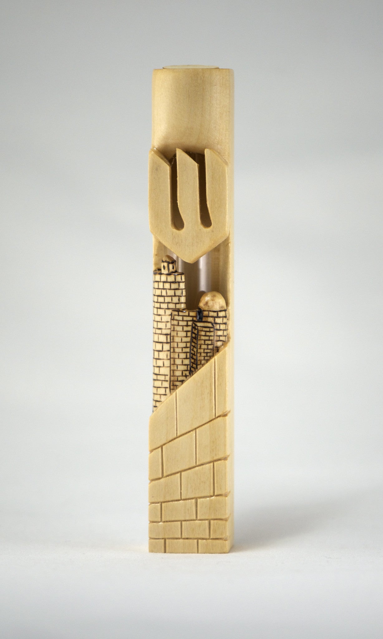 Basswood Jerusalem Mezuzah