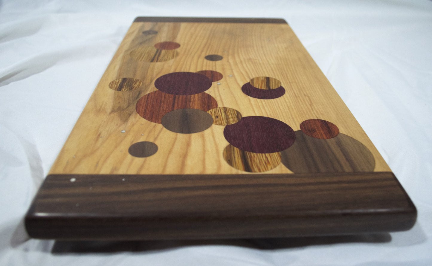 wood Challah board with silver inlay