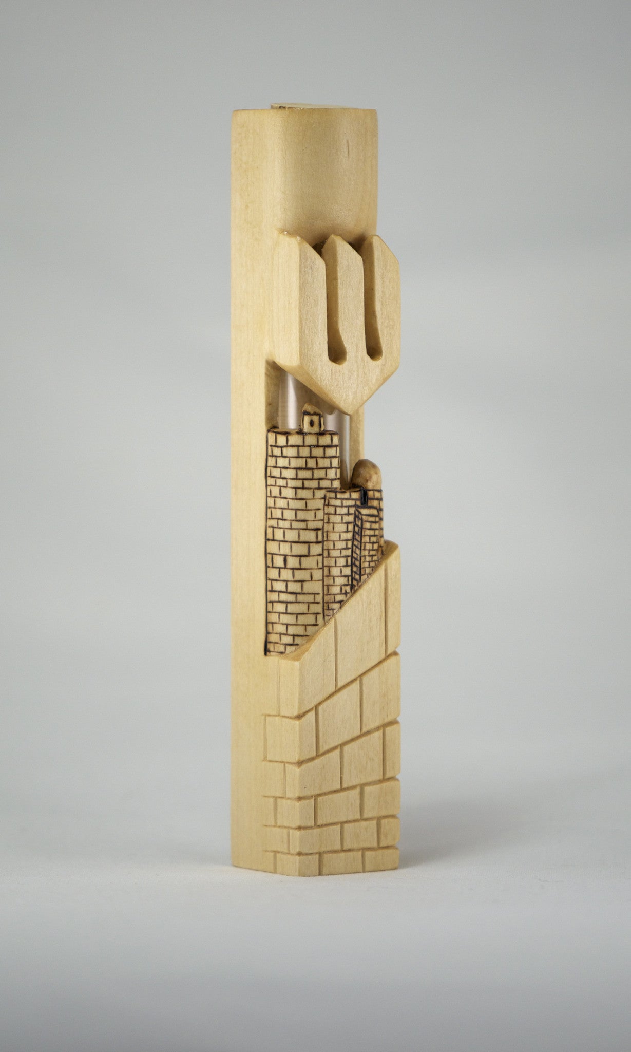Basswood Jerusalem Mezuzah