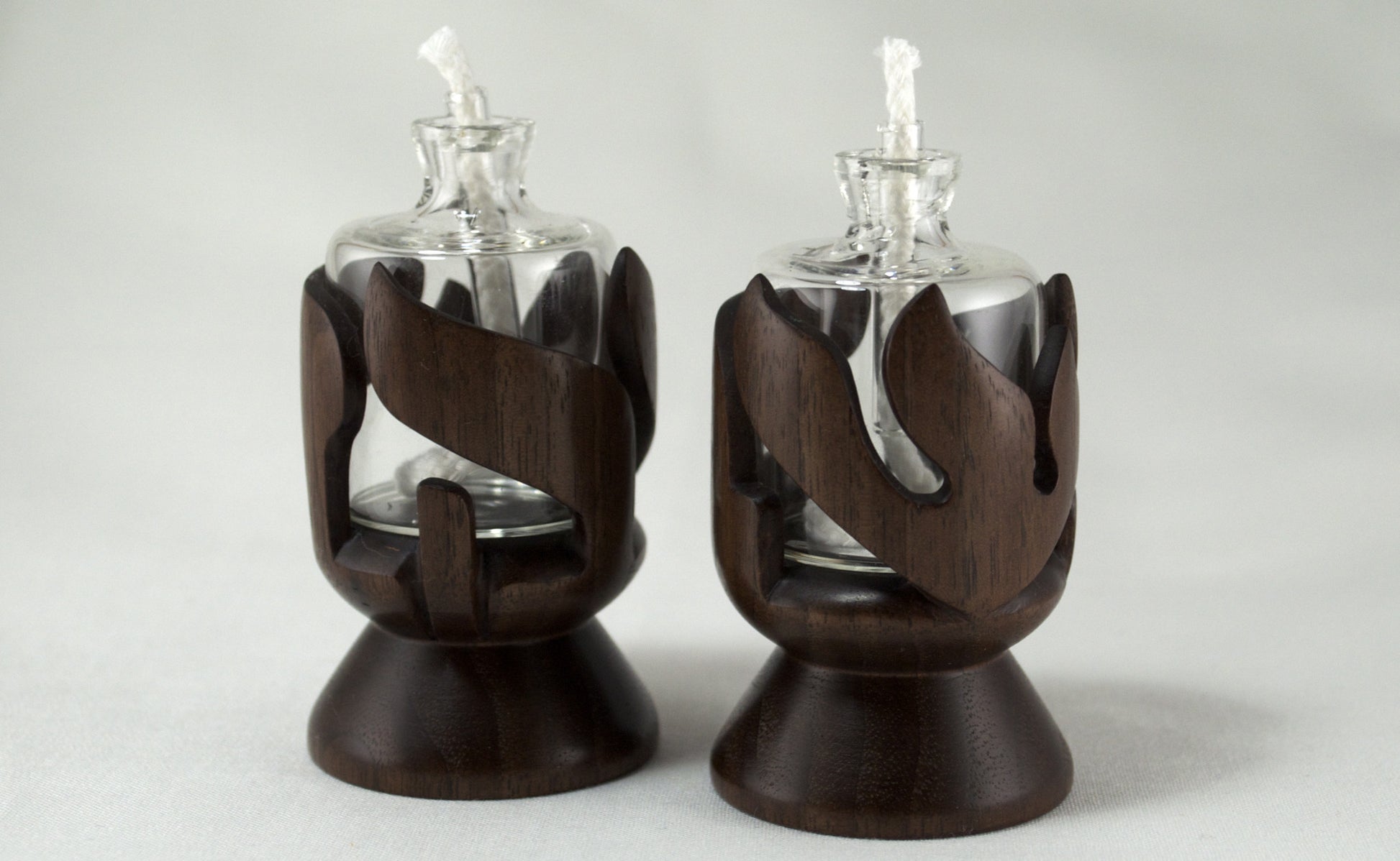 Walnut Shabbat Kodesh Candle Holders